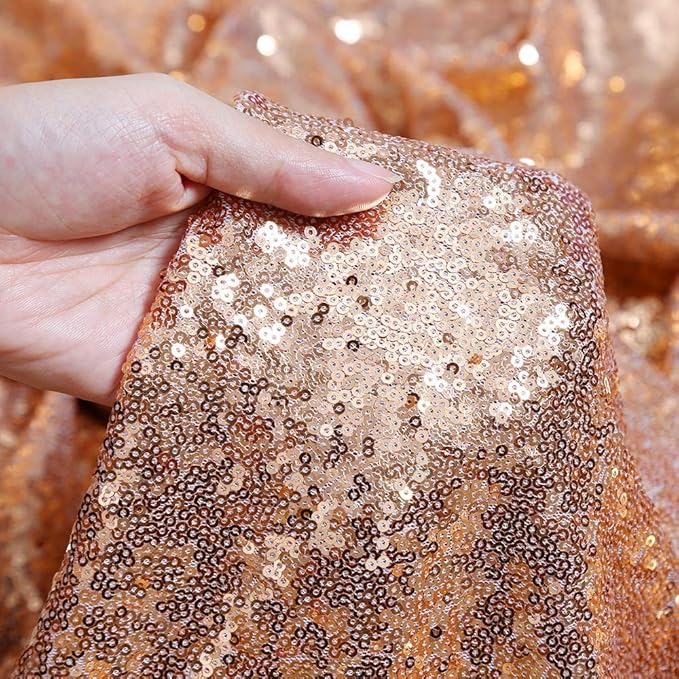 Poise3EHome Rose Gold Sequin Backdrop Curtains,4 Panels 2FTx8FT Glitter Background for Party Birthday Party Baby Shower Wedding Christmas Thanksgiving Halloween Holiday Festival Decor