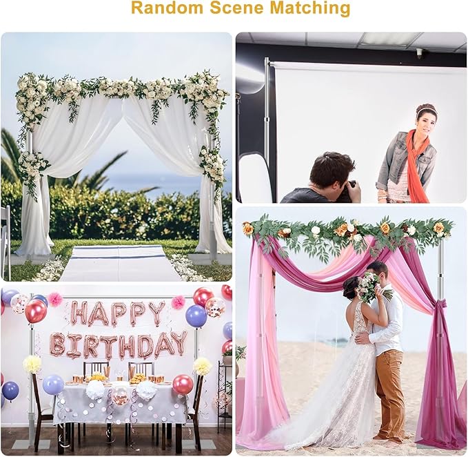 Jiang&Rong 10ft x 10ft Adjustable Backdrop Stand Kit - Heavy Duty Pipe and Drape Stand for Wedding, Birthday Party, Banquet Decorations (Silver)
