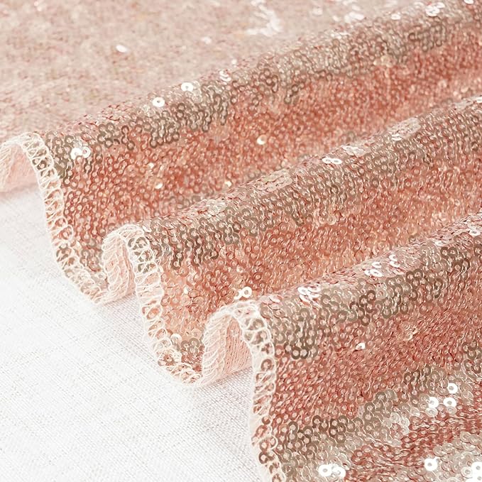 Eternal Beauty Rose Gold Sequin Backdrop, 6x8 Ft Glitter Background Curtains for Shimmer Photography Party Wedding Birthday Back Drop Decor