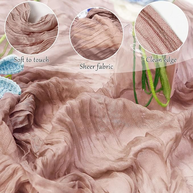 6-Pack Dusty Pink Cheesecloth Table Runners – 10FT (35x120 Inch) Boho Rustic Gauze Fabric Cheese Cloth Table Runner for Weddings, Baby Showers, Bridal Shower, Farmhouse & Birthday Party Decor