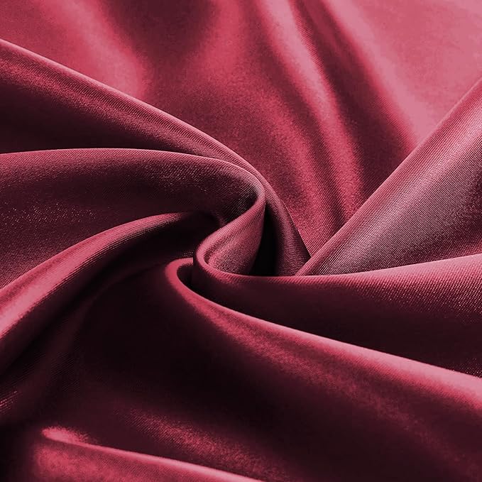 KKJIAF 1 Pack 108 Inch Round Table Cloth, Burgundy Overlay Round Satin Table Cover, Silky Satin Dining Tablecloths for Wedding Buffet Parties Banquet Decoration