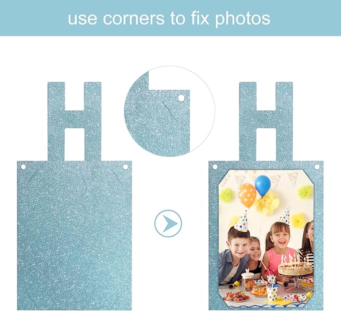 Birthday Photo Banner, Suitable for Kids and Adults Birthday Party Decoration, Annual Milestone Blue Happy Birthday Banner (blue)