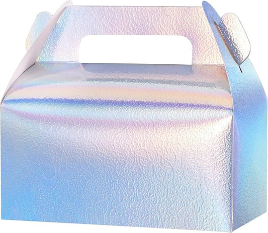 UnicoPak 30 Pcs Iridescent Gable Treat Boxes Party Favor Boxes Goodie Gift Boxes for Snacks Cookie Candy Toys Birthday Party Wedding Shower Holidays 6.5x3.5x4 Inches