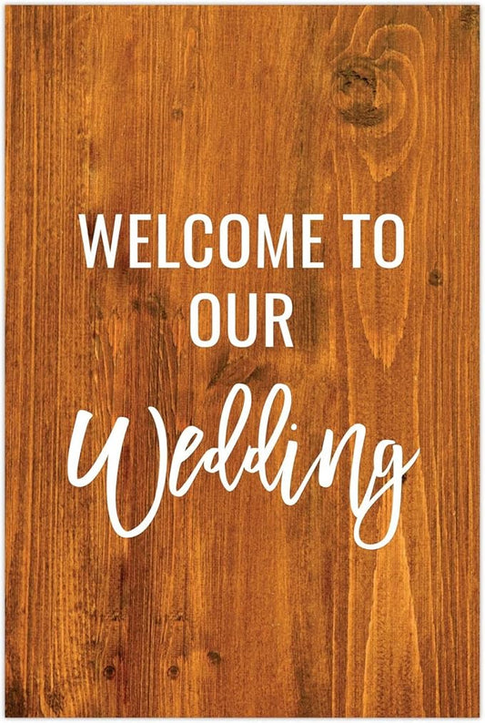 Andaz Press Extra Large Wedding Easel Board Party Sign, 12x18-inch, Rustic Barn Wood, Welcome to Our Wedding, 1-Pack