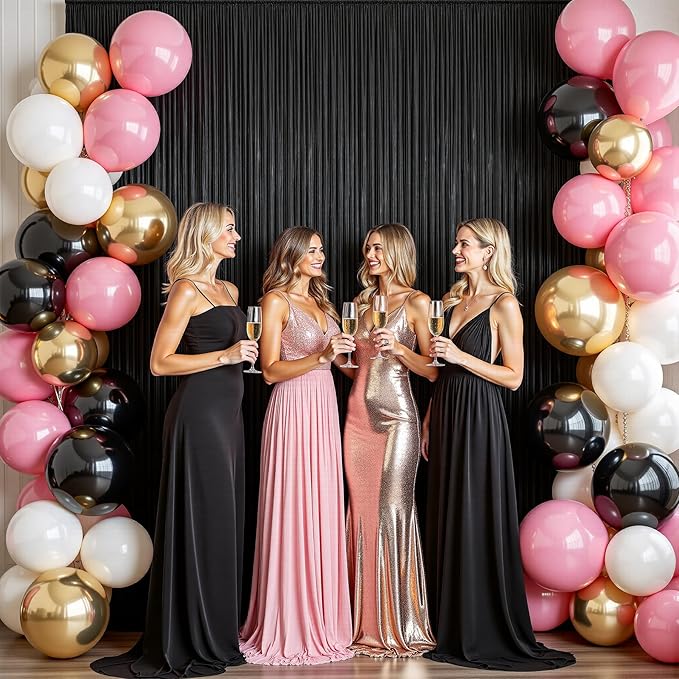 20ftx10 ft Black Glitter Sequin Backdrop Curtain for Parties, Wrinkle Free Sparking Backdrop Drapes, 4 Panels 5x10ft Shimmer Photo Back Drop Cloth for Wedding Birthday Photography Background