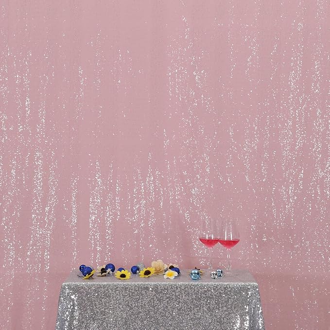Poise3EHome 6FT x 8FT Pink Sequin Backdrop Photography Backdrop Curtain for Party Decoration, Pink
