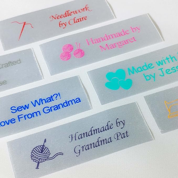 Personalized Satin Sewing Labels for Knitting, Quilting and Sewing Crafts 3/4" x 2 1/2" (20mm x 60mm) (100)