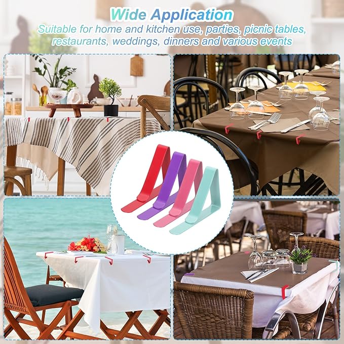 uxcell 8 Pack Tablecloth Clips, Stainless Steel Table Cloth Cover Clamps, 2.95" x 1.77" Windproof Holder Clips for Home Party Picnic Wedding Camping Dining Tables, Red