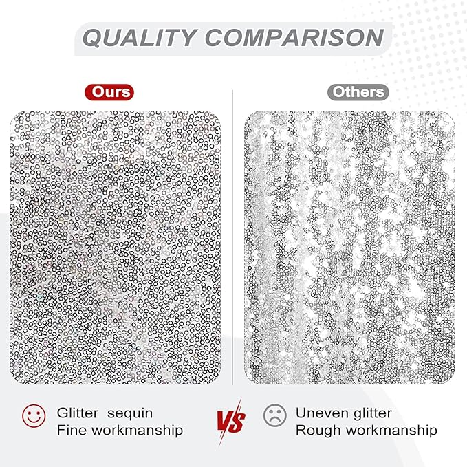 PartyDelight Sequin Backdrop Curtains 2 Panels Silver 5Ft x 10Ft Photograph Back Drop Wedding Curtain Special Events