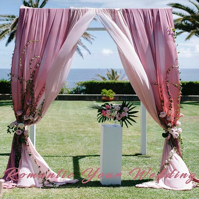 Dusty Rose Wedding Arch Draping Fabric 2 Panels 20Ft Length x 28" Width Arch Drapes Chiffon Fabric Sheer Curtains Backdrop for Party Bridal Decorations Wedding Ceremony Ceiling Stage Reception Decor