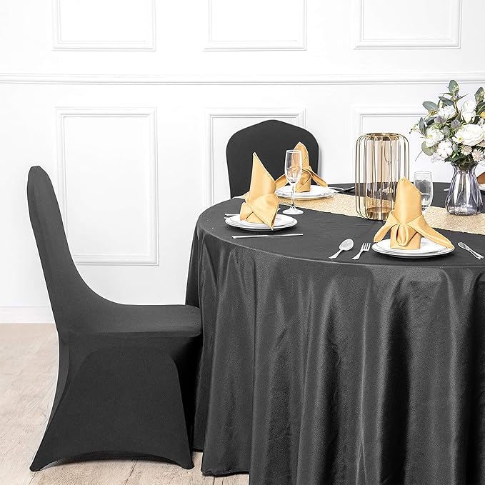 Ascoza 6pack 70 Inch Black Round Tablecloth in Polyester Fabric for Wedding/Banquet/Restaurant/Parties
