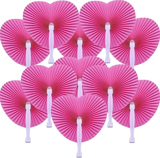 12 Packs Decorative Paper Folding Hand Fans Handheld,Silver Heart Foldable Wedding Fans Chinese and Japanese Fans Bulk for Bridal Guest Church Party Favors Dancing Birthday DIY