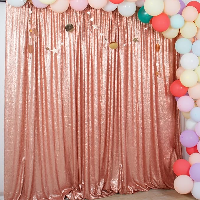 ShiDianYi Blush 8FTx10FT Sequin Backdrop, Sequined Party Backdrop for Baby Shower/Birthday/Wedding