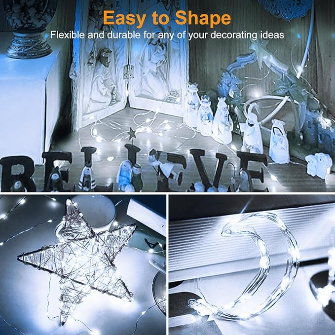btfarm 6 Pack Fairy Lights Battery Operated [3 Modes], 7ft 20 Led Twinkle Lights String Lights Waterproof Bulk Small Mini Silver Wire for Christmas Mason Jars Wedding Table Centerpiece, Cool White