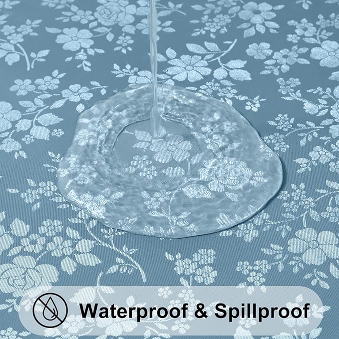 Smiry Rectangle Table Cloth, Waterproof Heavy Duty Vinyl Tablecloths, Wipeable Washable Table Cover for Kitchen and Dining Room (Stone Blue, 60" X 120")