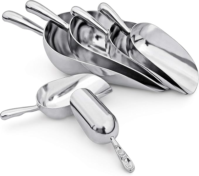 New Star Foodservice 34523 One-Piece Cast Aluminum Round Bottom Bar Ice Flour Utility Scoop, 12-Ounce, Silver (Hand Wash Only)