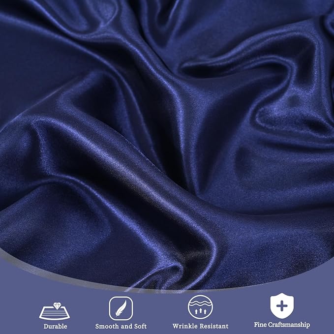 fani 6 Pack 108 Inch Navy Blue Satin Tablecloth - Premium Bright Silky Round Tablecloth Overlay Smooth Fabric Table Cover, Table Decoration for Wedding Party Banquet Events Restaurant Kitchen Dining