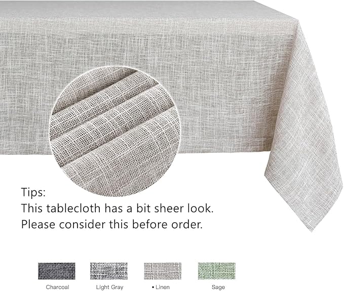 maxmill Flaxy Faux Linen Table Cloth with 2-Tone Slubby Texture Wrinkle Resistant Anti-Shrink Soft Tablecloth for Kitchen Dining Tabletop for Buffet Banquet Parties Rectangle 52 x 70 Inch Linen