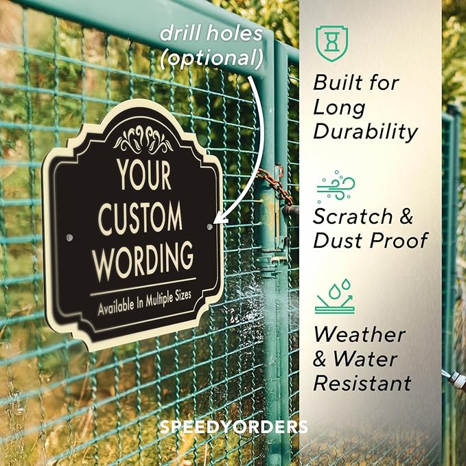 Custom Decorative Outdoor Metal Sign - Personalized Aluminum Driveway Sign, Waterproof, Made in USA - Design 2 Black Charcoal 24x18 In