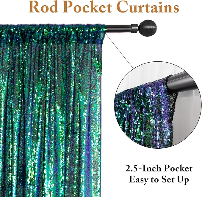 ShinyBeauty Iridescent Green Sequin Backdrop 5FTx10FT - Sparkling Photo Background for Parties, Weddings, Events -Durable, Non-Shedding Fabric - Perfect for Studio and Home Use Happy Birthday Backdrop