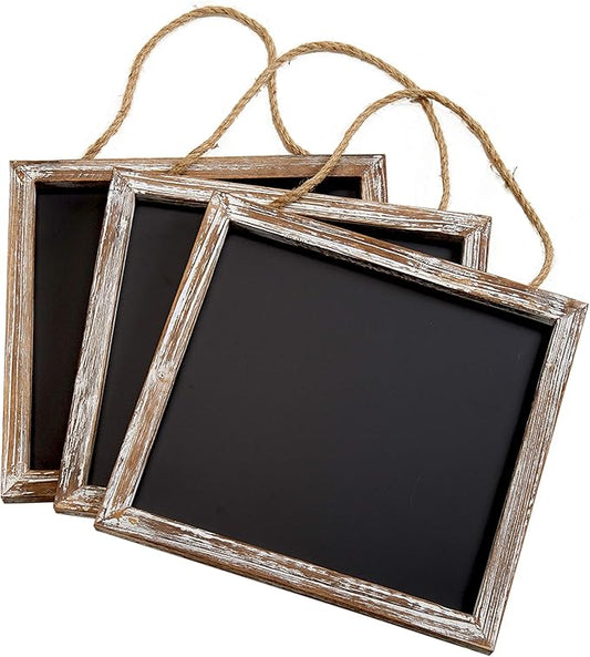 Barnyard Designs Magnetic Hanging Chalkboard Sign – Rustic Decorative Display Presentation Board for Office, School Supplies, Kitchen, Restaurant, Weddings and More, 11” x 10” (3 Pack)