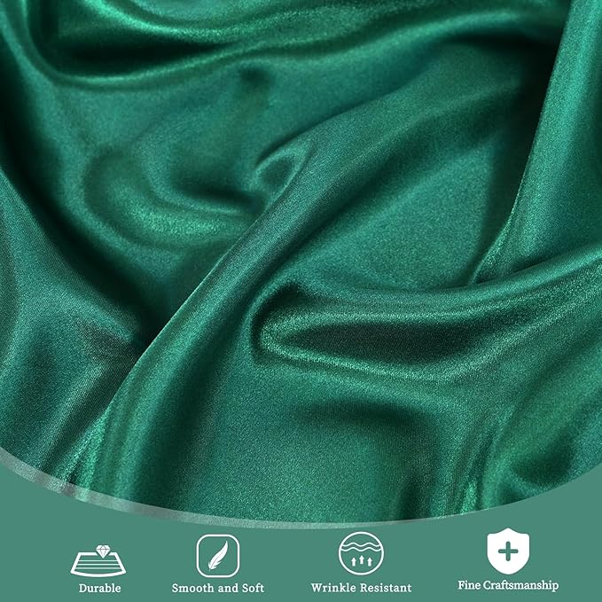 12 Pack 120 Inch Hunter Green Satin Tablecloth - Premium Bright Silky Round Tablecloth Overlay Smooth Fabric Table Cover, Table Decoration for Wedding Party Banquet Events Restaurant Kitchen Dining