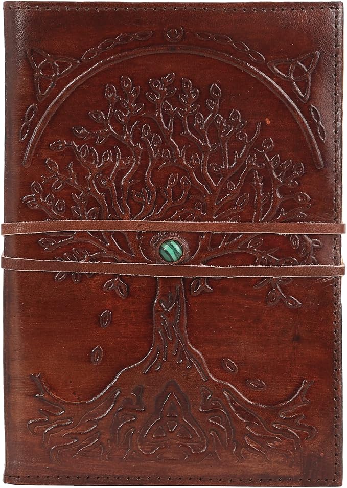 Leather Journal Refillable Lined Deckle Paper Tree of Life Handmade writing Notebook Diary Leather Bound Daily Notepad for women and men Writing pad Gift for Artist Sketch