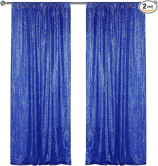 Sugargirl Navy Blue Sequin Backdrop Curtain 2 Panels 2FTx8FT Glitter Navy Blue Background Drapes Sparkle Photography Backdrop for Party Wedding Birthday Wall Decoration