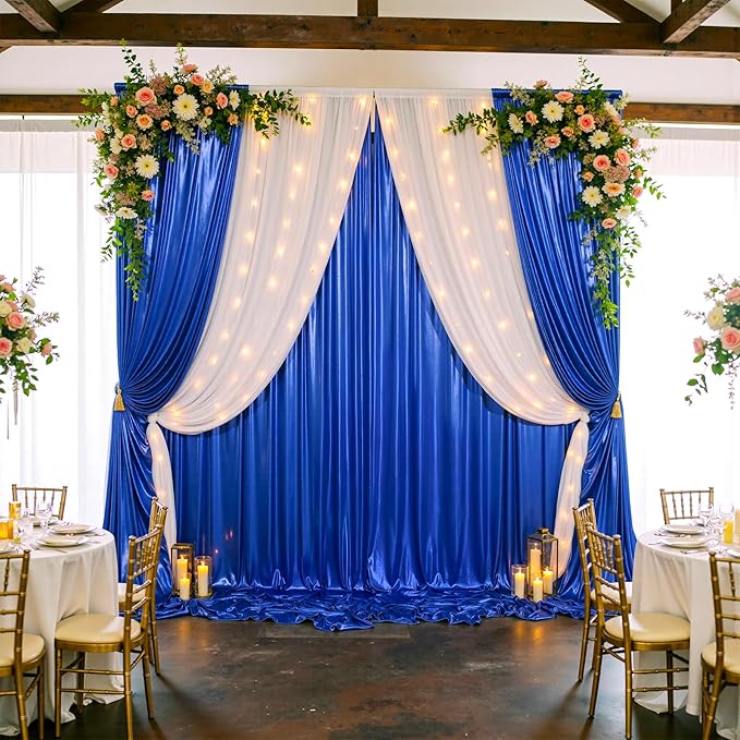 10x10ft Shimmer Royal Blue Sequin Backdrop Curtain for Parties, Thick Wrinkle Free Glitter Blue Photo Backdrop Drapes Curtains for Birthday Wedding Photography Background-2 Panels 5x10ft