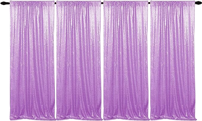 Lavender Sequin Backdrop Curtains 4 Panels 2FTx8FT Wedding Photo Backdrop Glitter Birthday Bridal Party Curtains Sparkle Background Drapes Parties Decor Curtains