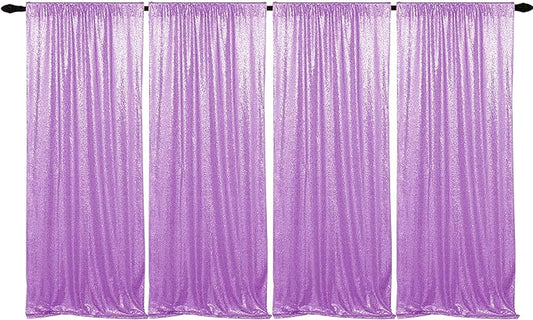 Lavender Sequin Backdrop Curtains 4 Panels 2FTx8FT Wedding Photo Backdrop Glitter Birthday Bridal Party Curtains Sparkle Background Drapes Parties Decor Curtains