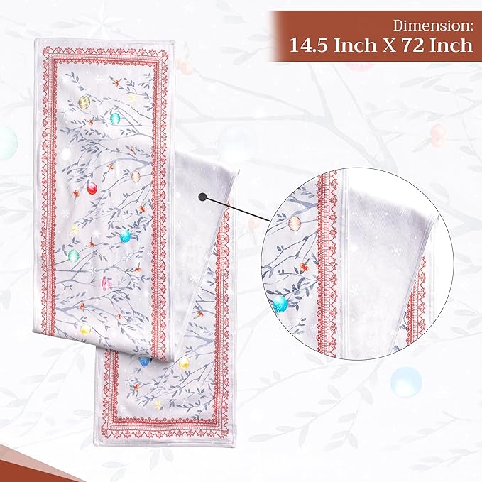 Maison d' Hermine Table Runner 100% Cotton Double Layer Table Runners 72 inches Long for Thanksgiving Christmas Decorations Home Kitchen Dining Party Wedding (Fairy Christmas, 14.5" x 72")