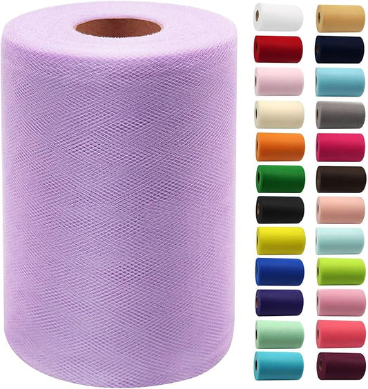 Lavender Tulle Fabric Rolls 6 Inch by 100 Yards (300 feet) Fabric Spool Tulle Ribbon for DIY Lavender Tutu Bow Baby Shower Birthday Easter Party Wedding Decorations Christmas Craft Supplies