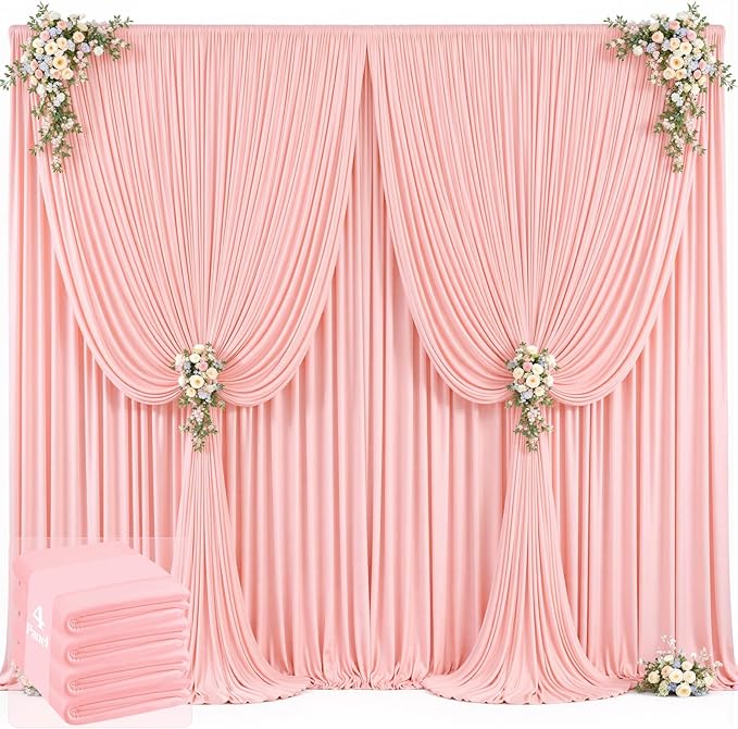 20ft x 12ft Blush Pink Backdrop Curtains Wrinkle Free Backdrop Curtain for Wedding Parties Pink Fabric Backdrops Drapes Back Drop Cloth Bridal Shower Stage Curtains Wedding Decorations for Reception