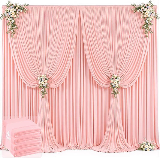 20ft x 12ft Blush Pink Backdrop Curtains Wrinkle Free Backdrop Curtain for Wedding Parties Pink Fabric Backdrops Drapes Back Drop Cloth Bridal Shower Stage Curtains Wedding Decorations for Reception
