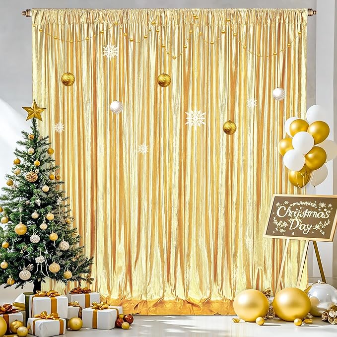 Gold Backdrop Background Party Decortaions - 9.6x8FT Sequin Backdrop Curtains for Hallowee Christmas Graduation Birthday Decor