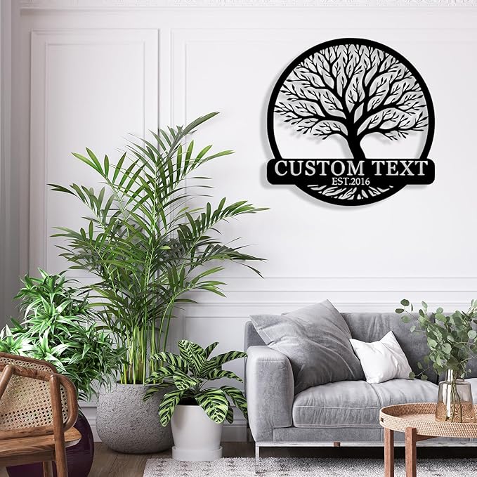Personalized Tree of Life Metal Sign Wall Art Decor, Custom Wedding Gifts for Couples, Custom Family Name Sign, Christmas Valentine's Day Housewarming Gifts