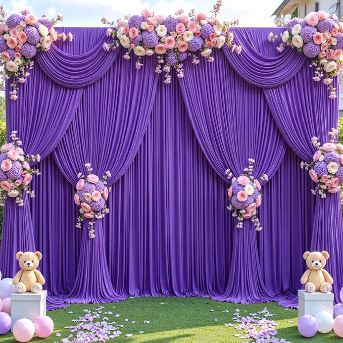 40ft x 12ft Purple Backdrop Curtains Wrinkle Free Backdrop Curtain for Wedding Parties Purple Fabric Backdrops Drapes Back Drop Cloth Bridal Shower Stage Curtains Wedding Decorations for Reception