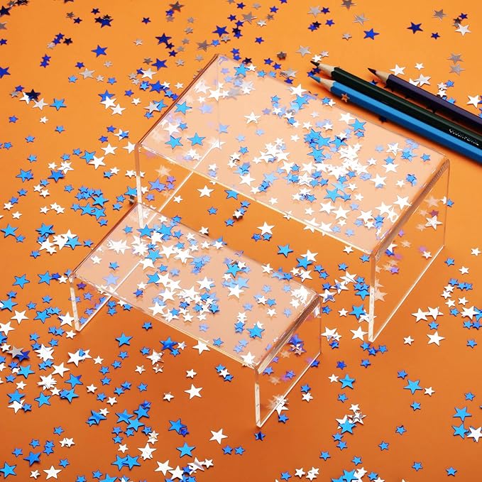 Hestya 60g Star Confetti Glitter Table Confetti Metallic Foil Stars for Party Wedding Festival Decorations(Blue Silver,10mm and 6mm)