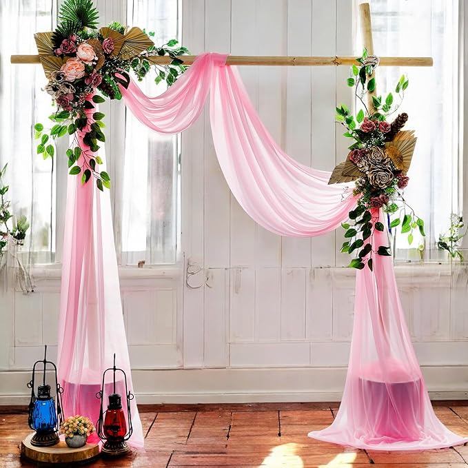 MDS Halloween Chiffon Draping Fabric - 1 Panel, 30" Wide x 50ft Long - Sheer Spooky Arbor & Canopy Drapery for Haunted House Backdrops, Party Ceilings, DIY Costumes & Themed Events - Coral