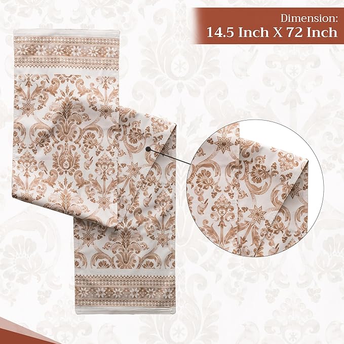 Maison d' Hermine Table Runner 100% Cotton Double Layer Table Runners 108 inches Long for Thanksgiving Christmas Decorations Home Kitchen Dining Party Wedding (Allure, 14.5" x 108")