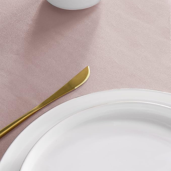 sancua Round Tablecloth - 90 Inch - Water Resistant Spill Proof Washable Polyester Table Cloth Decorative Fabric Table Cover for Dining Tables, Buffet Parties and Camping, Blush