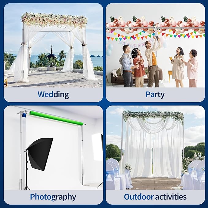 Pipe and Drape Backdrop Stand, 20x10ft Heavy Duty Adjustable Background Frame with Metal Base, Back Drop Holder for Parties Photography Wedding Photoshoot Decoration