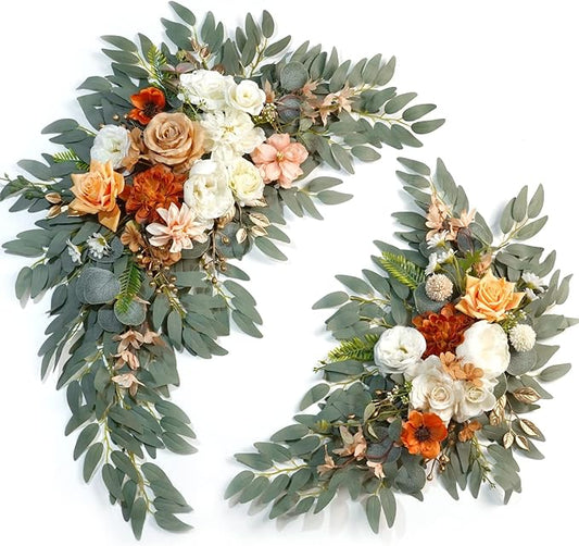 Artificial Wedding Arch Flowers Kit(Pack of 2) for Wedding Arch, Bridal Shower, Ceremony and Reception Backdrop Decoration (Caramel & White)