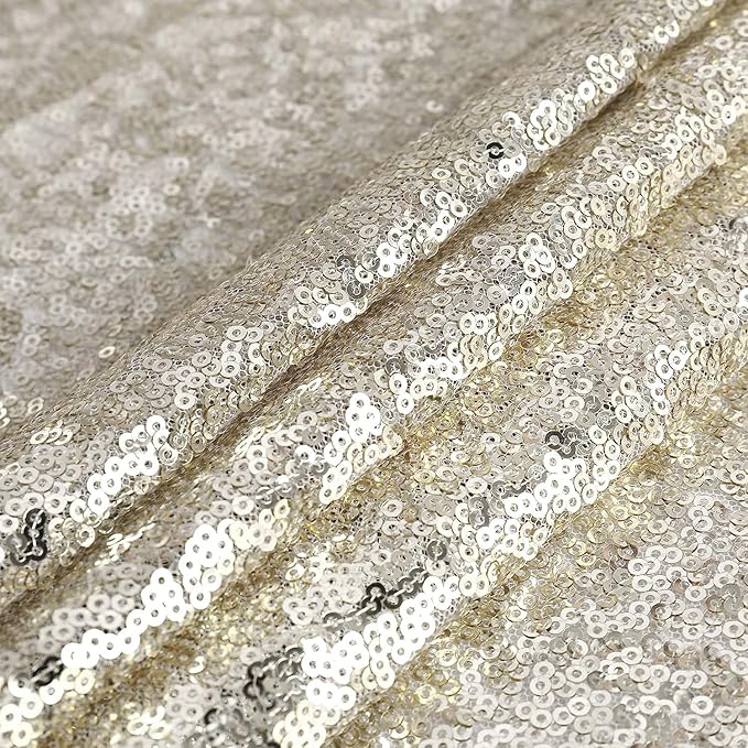 OQSQ Champagne Rectangle Sequin Tablecloth - 60x102 inch, Glitter Drape Table Cloth, Sparkle Sequence Table Overlays for Wedding Birthday Party Baby Bridal Shower