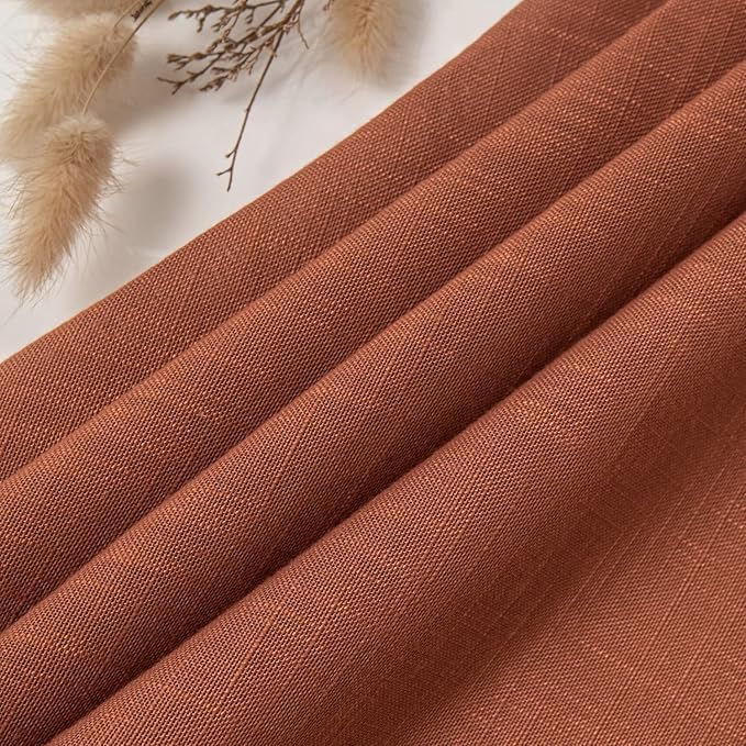 maxmill Lux Faux Linen Table Cloth with Slubby Yarn Textured Weaves Wrinkle Free Anti-Shrink Soft Tablecloth Decorative Table Cover for Harvest Thanksgiving Party Rectangle 60 x 104 Inch Rust