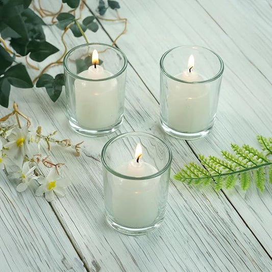 WGV Tea Light Votive Candle Holder 2.2x2.75, Clear Tiny Utility Cylinder Glass Vase, Small Planter Terrarium for Home Accent Decor, 6 Pieces