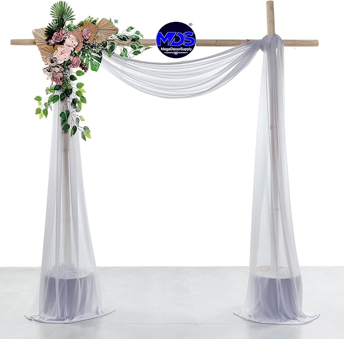 MDS Halloween Chiffon Draping Fabric - 2 Panel, 30" Wide x 20ft Long - Sheer Spooky Arbor & Canopy Drapery for Haunted House Backdrops, Party Ceilings, DIY Costumes & Themed Events - Cool Gray