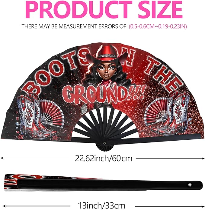 Boots On The Ground Hand Fan,Where Them Fans At Folding Fans,Clapping Clacking Fans For Line Dancing Unique Oriainal Pattern for Party Props Perfect Gifts for Line Dance Lover (Style 6)