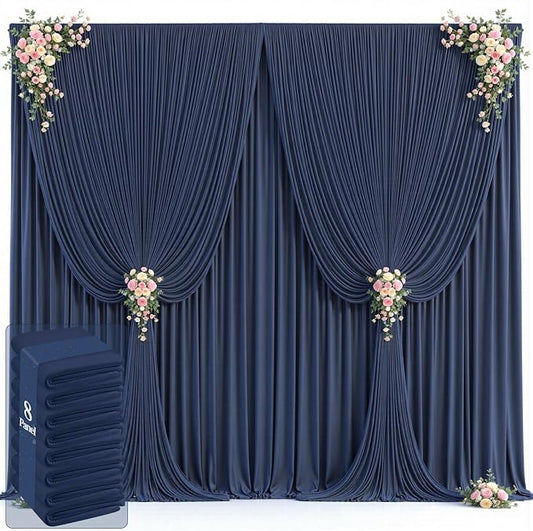 40ft x 12ft Navy Blue Backdrop Curtains Wrinkle Free Backdrop Curtain for Wedding Parties Blue Fabric Backdrops Drapes Back Drop Cloth Bridal Shower Stage Curtains Wedding Decorations for Reception